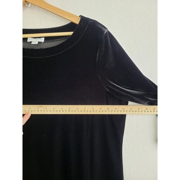 Susan Graver Stretch Velvet Swing Dress Black XL 3/4 Sleeve Holiday Party - Picture 8 of 15